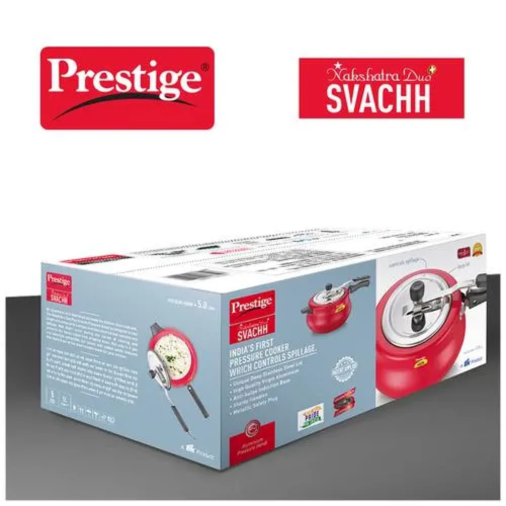 Prestige Nakshatra Duo Svachh Aluminium Inner Lid Pressure Cooker - Induction Base, Red, 10753, 5 L-5.webp